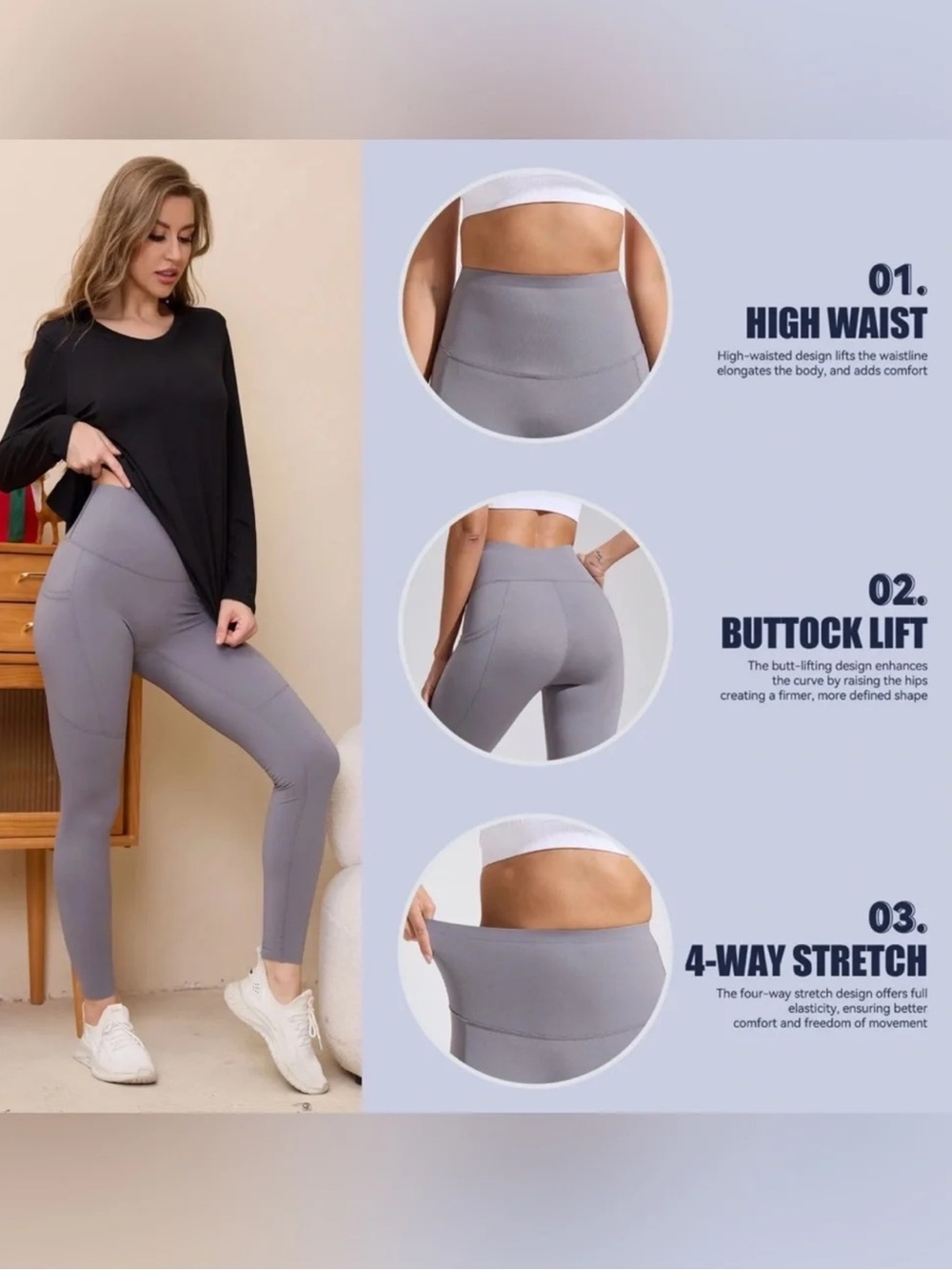 NWT Size Small Viconow Everyday High-Waist Leggings in Gray